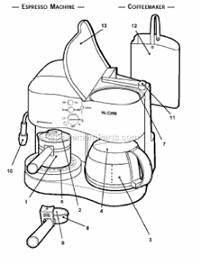 Page A Diagram and Parts List for ECM21  Mr Coffee Espresso Machine